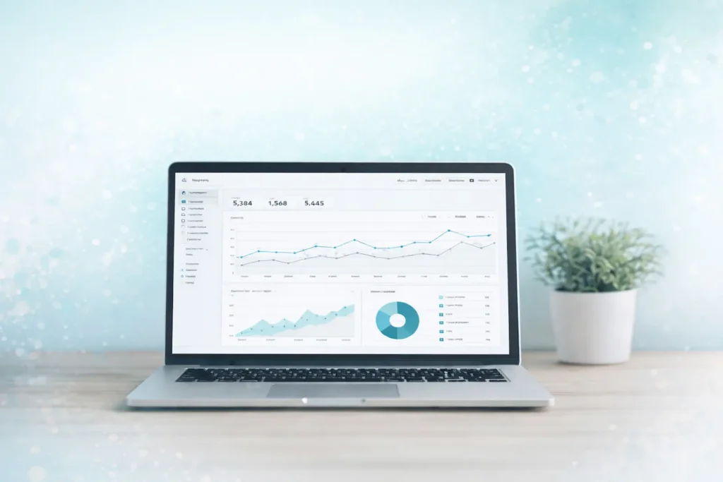 Digital marketing dashboard showing website growth, leads and conversion performance